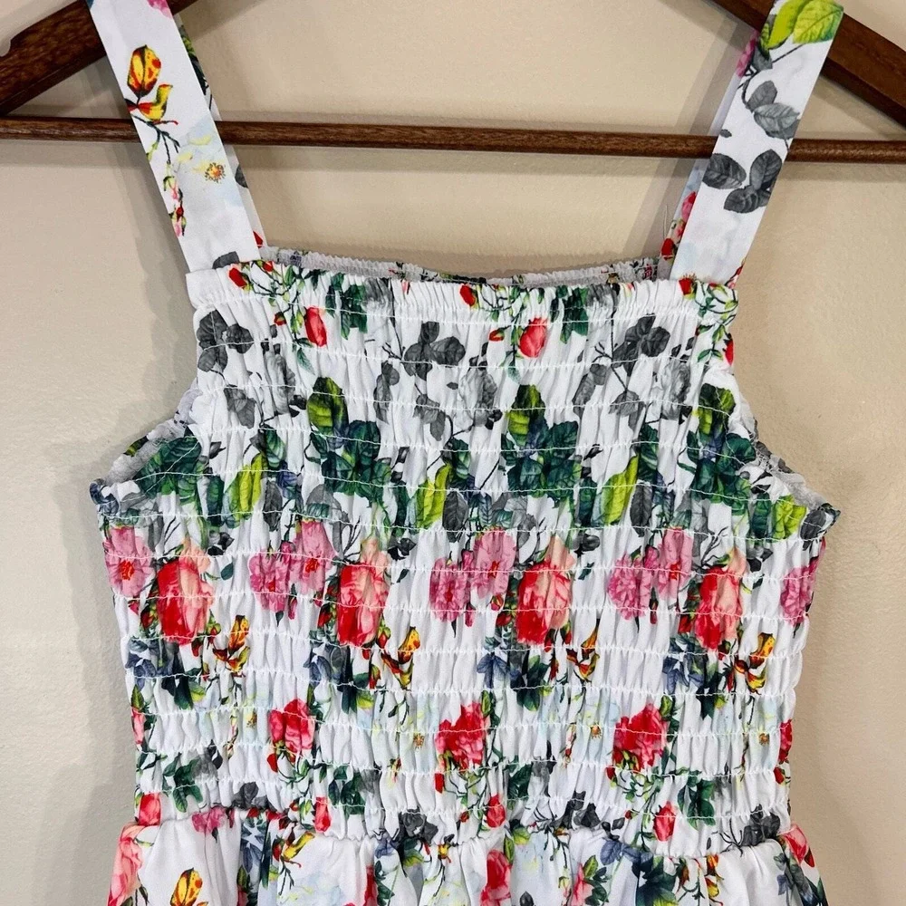 Blush by Us Angels Girls Dress 16 White Floral Smocked Sleeveless Fit & Flare‎